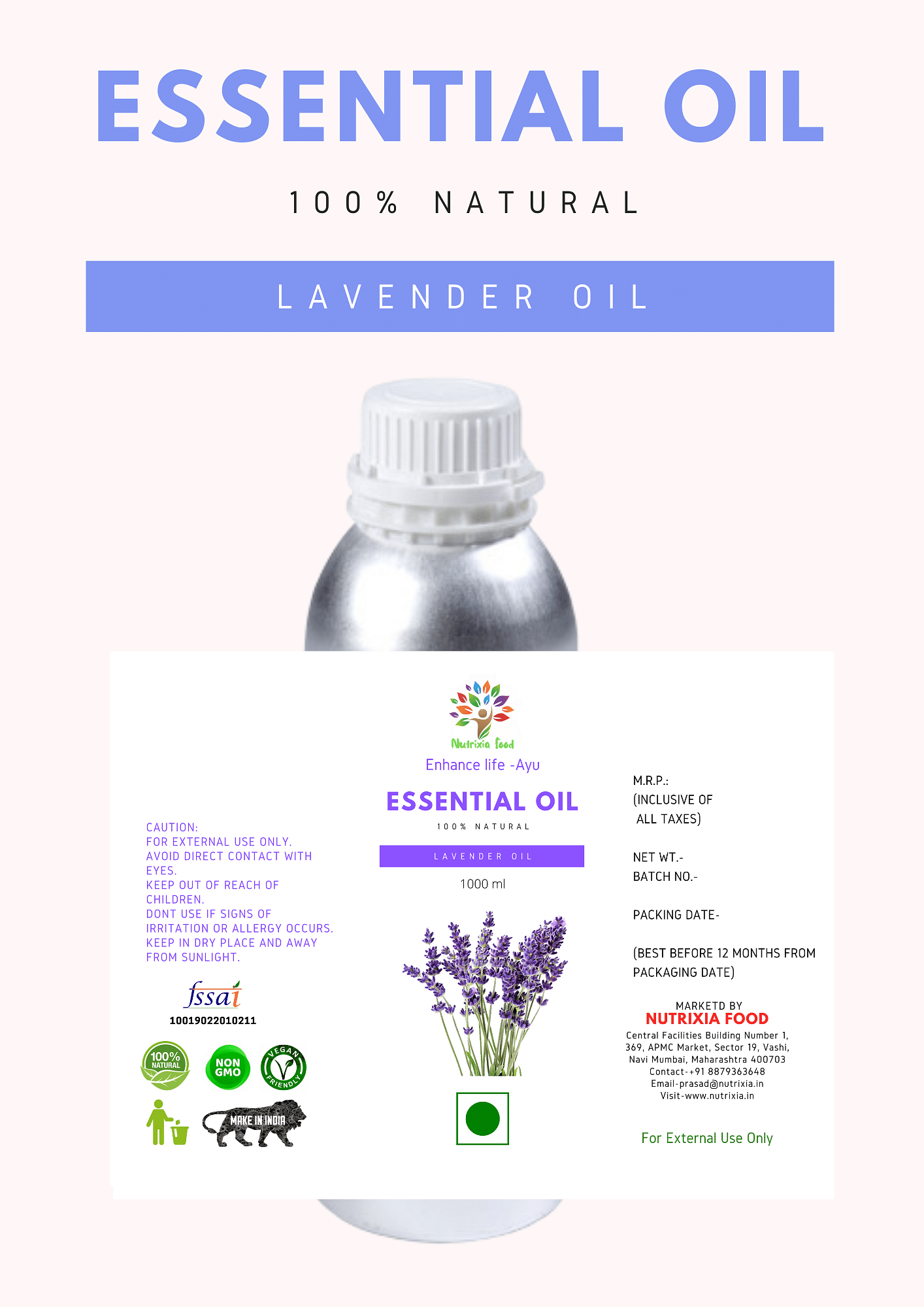 Lavender Oil - 1 Liter -Nutrixia Food