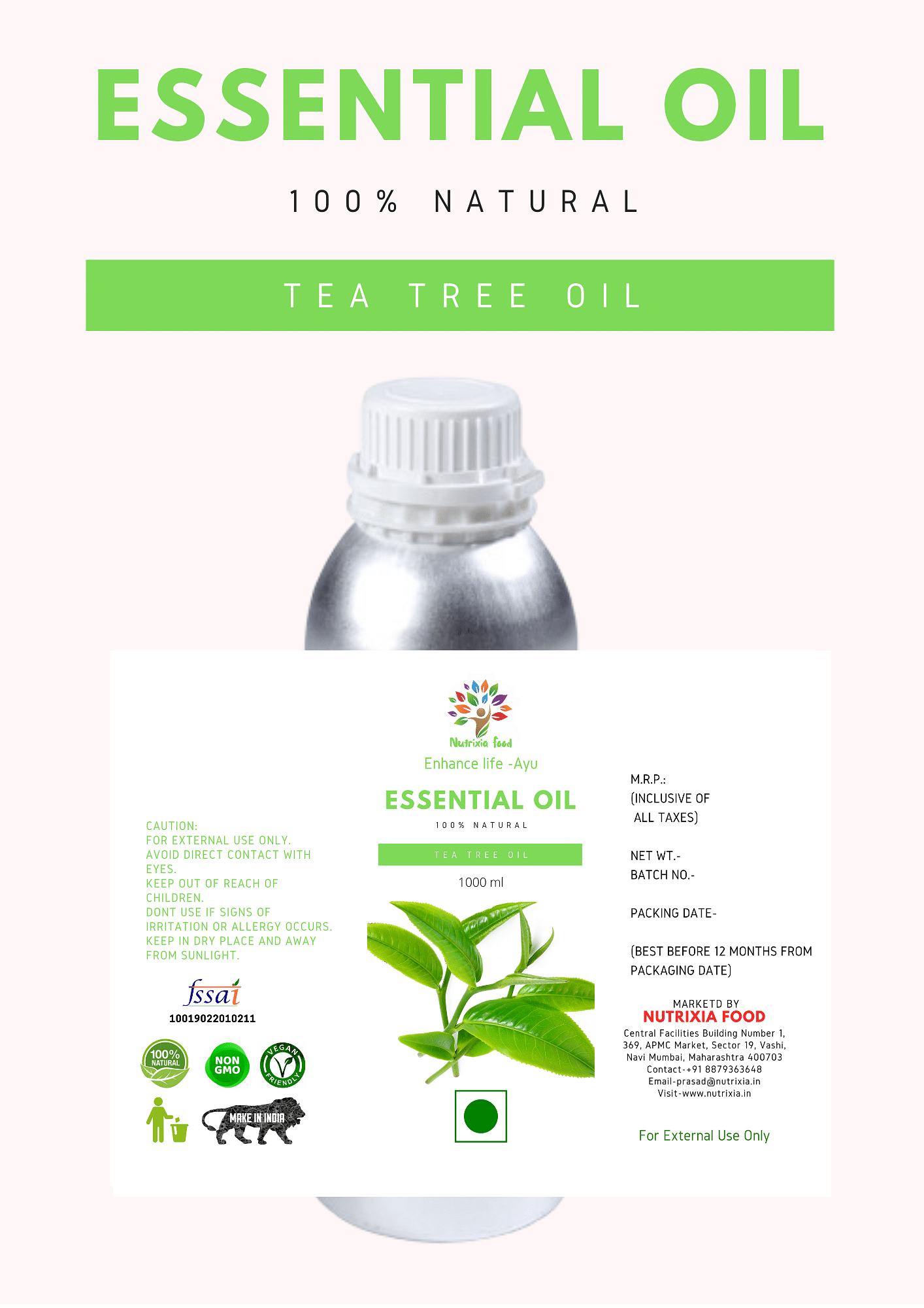 Tea Tree Oil - 1 Liter -Nutrixia Food
