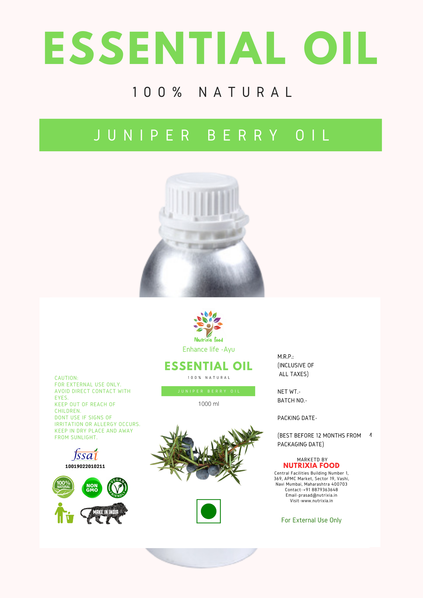 Juniper Berry Oil - 1 Liter -Nutrixia Food