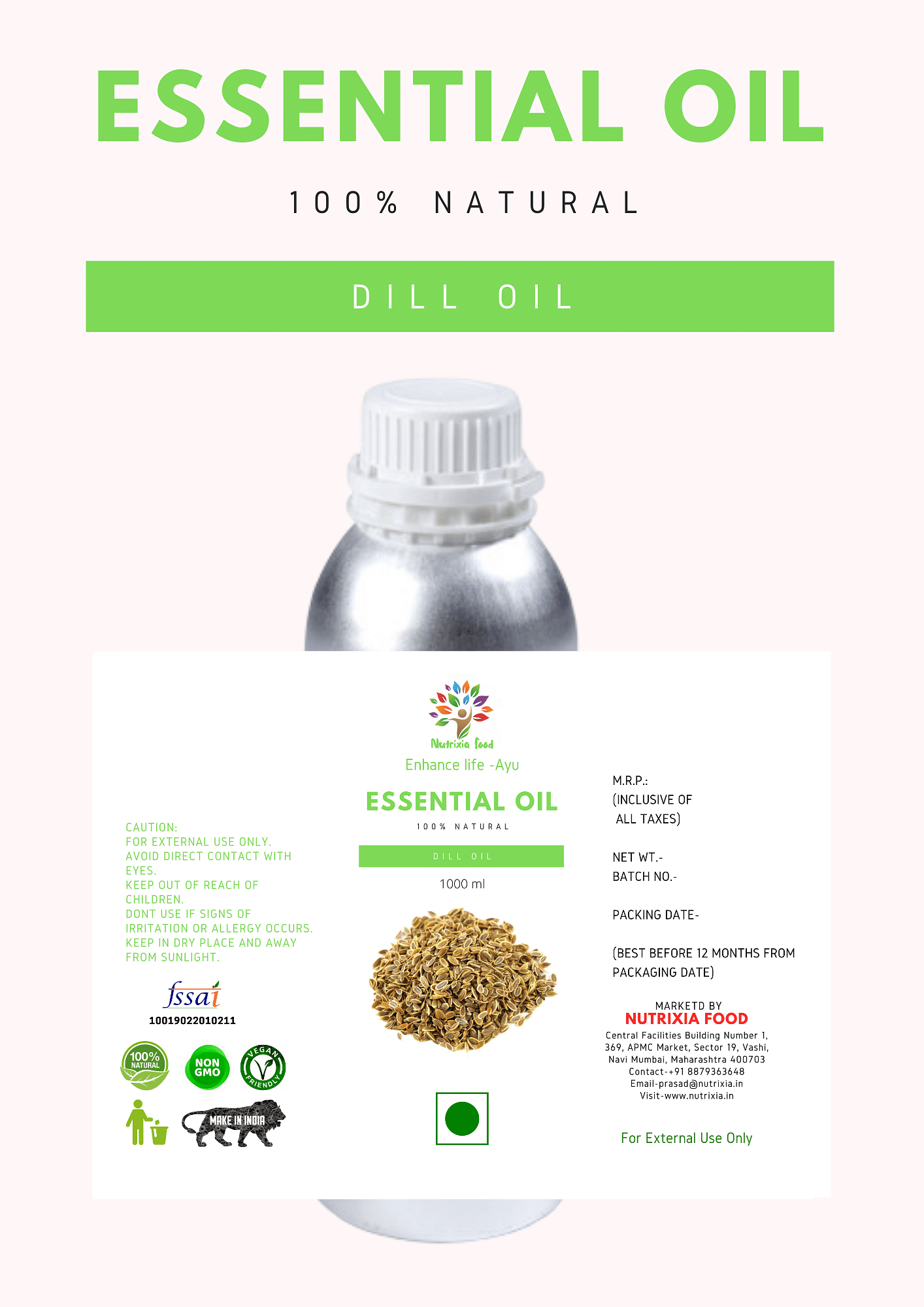 Dill Oil - 1 Liter -Nutrixia Food