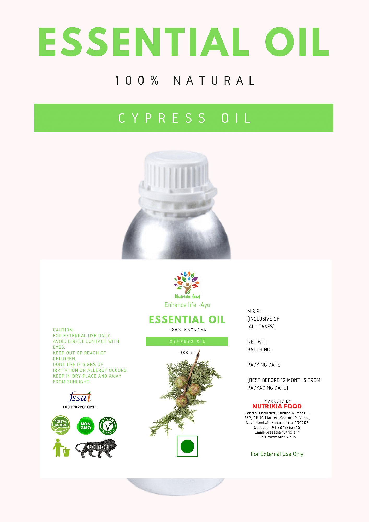 Cypress Oil - 1 Liter -Nutrixia Food