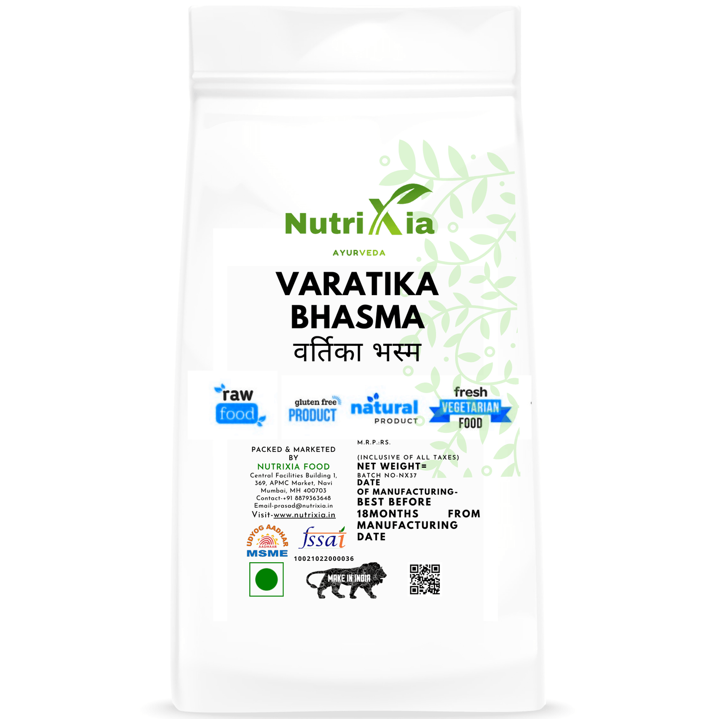 Varatika Bhasma वर्तिका भस्म -Nutrixia Food