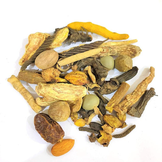 बाळगुटी - Balguti - Balgutti - Dry Raw Herbs - जड़ी बूटी -Ghuti Ka Saman/Balghuti/Bala Sathi/Ayurvedic Ghuti - Ayurvedic Herbal Medicine Kit for Baby Care (26 Herbs) (150 Gms) -Nutrixia Food